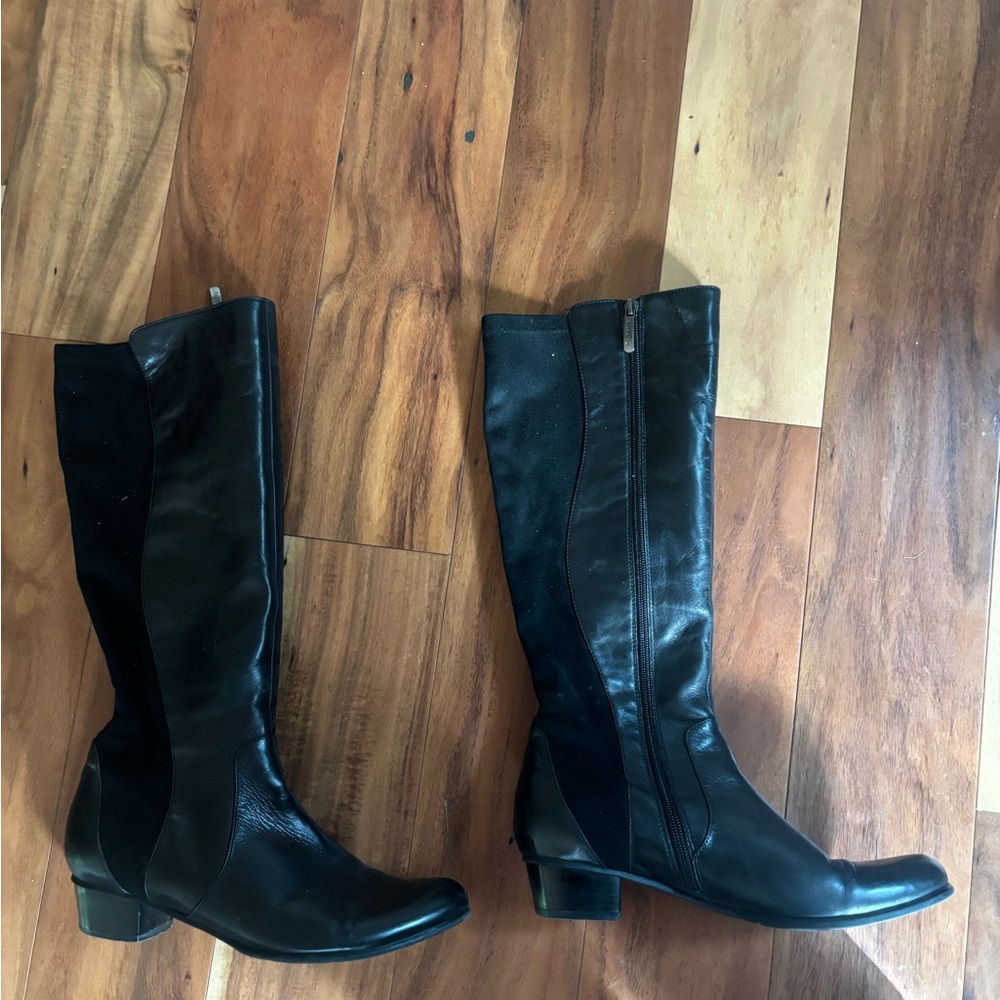 Elegant Black Leather Knee-High Boots